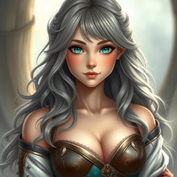 A beautiful scene featuring a delicate and athletic cleric healer girl with a caring demeanor