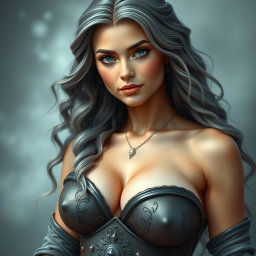 A real life photo of a busty, shy, yet athletic cleric healer, embodying kindness and care