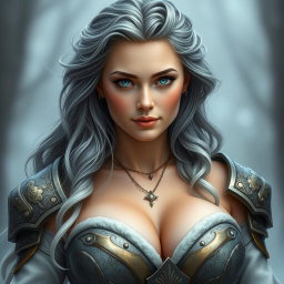 A real life photo of a busty, shy, yet athletic cleric healer, embodying kindness and care