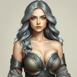 A beautiful, shy female cleric healer characterized by her delicate yet athletic build