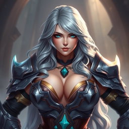 A busty, shy but athletic cleric healer, embodying a kind and caring demeanor