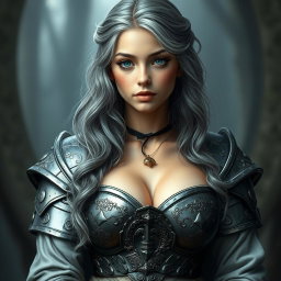 A real life photo of a shy but athletic cleric healer, a kind and slender girl with large beautiful natural breasts