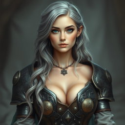 A real life photo of a shy but athletic cleric healer, a kind and slender girl with large beautiful natural breasts