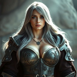 A real life photograph featuring a busty, shy, and delicate yet athletic cleric healer