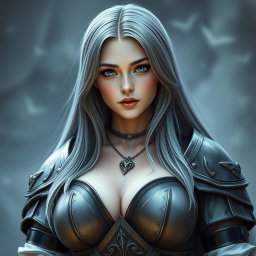 A real-life photo of a busty, shy, delicate cleric healer girl with large, beautiful natural breasts