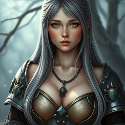 A real-life photo of a busty, shy, delicate cleric healer girl with large, beautiful natural breasts