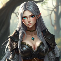 A fantasy cleric healer character, depicted as a kind and delicate young woman with slim features