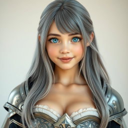 A real-life photo of a young cleric healer girl with a kind and caring expression