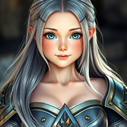 A real-life photo of a young cleric healer girl with a kind and caring expression