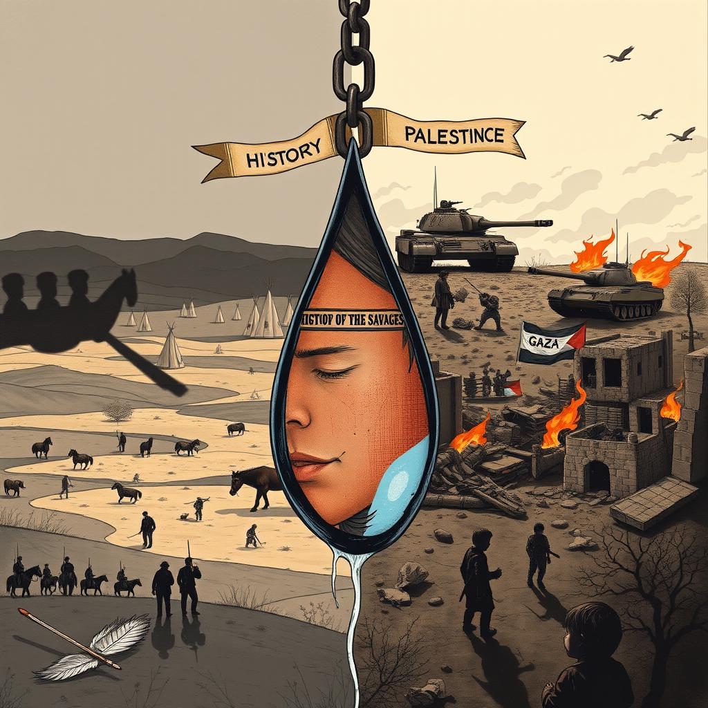 A striking and poignant split-background illustration