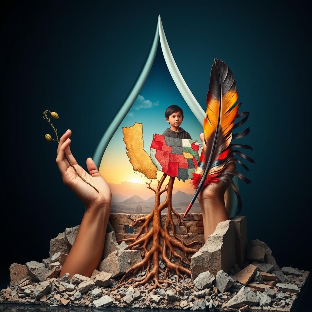 A detailed and emotional 3D design structure showcasing a layered composition