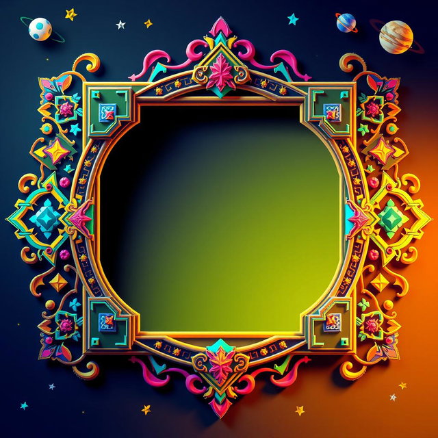 A highly stylized decorative frame designed to showcase a pixel art video in the center