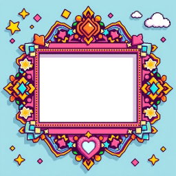 A beautifully stylized decorative frame specifically designed for showcasing pixel art videos in the center