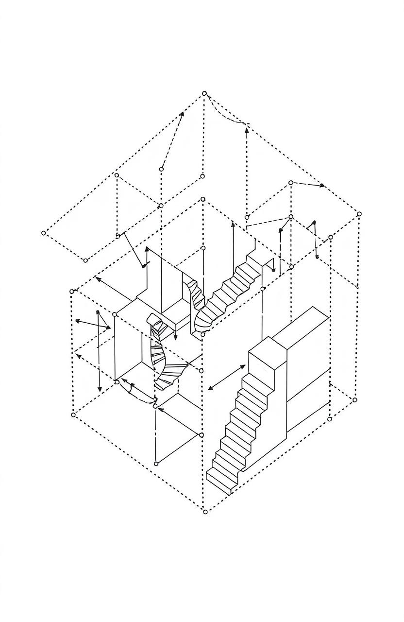 An intricate dot-to-dot puzzle featuring impossible geometry, inspired by M