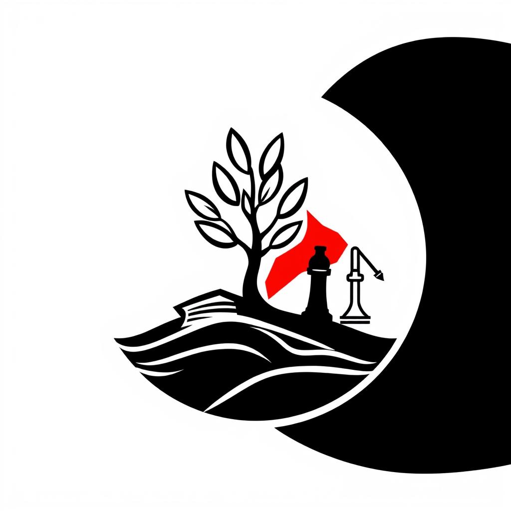 A logo design featuring the colors of the Palestinian flag: black, white, green, and red