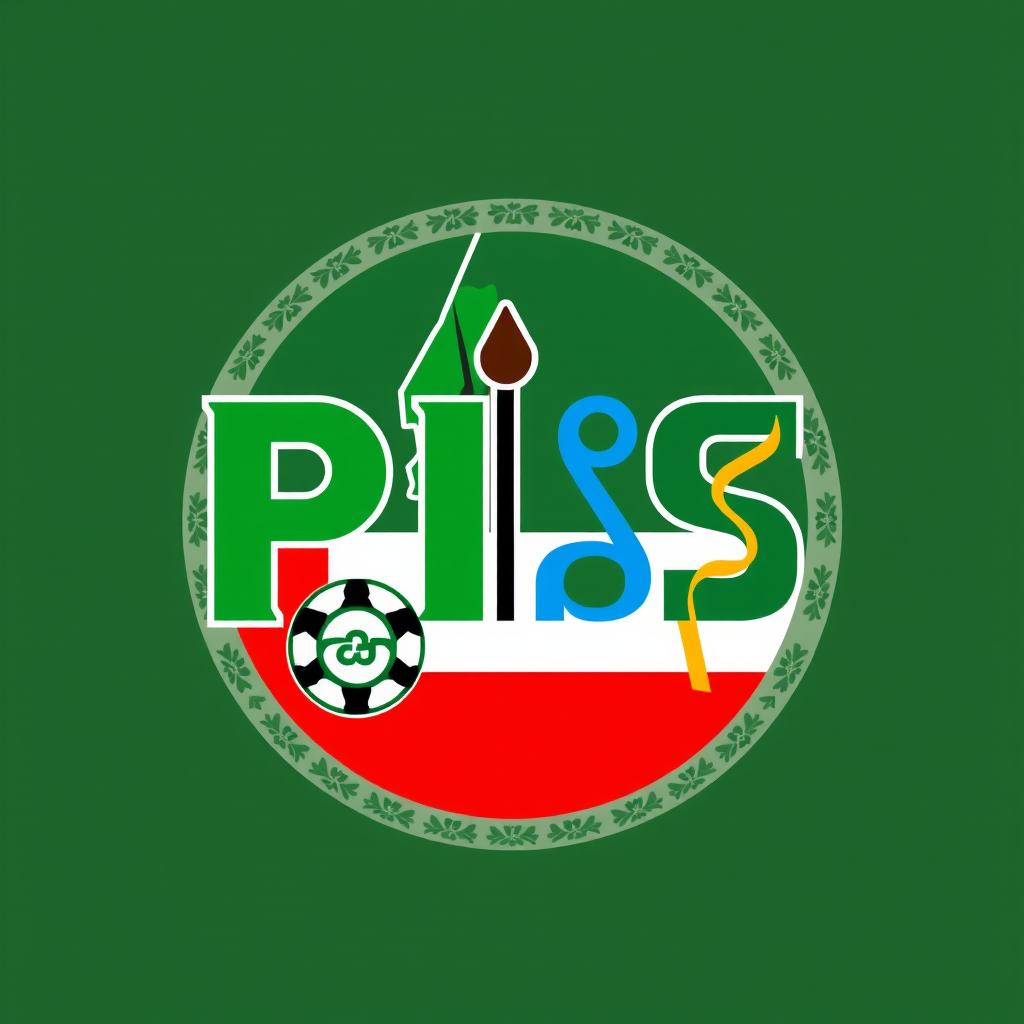 A creative logo design featuring the letters P, I, S, S, where each letter incorporates symbolic elements:
- The letter 'P' integrates a simplified geometric map of Palestine within it, colored green to symbolize land and heritage, with intersecting black and white lines representing the Palestinian keffiyeh