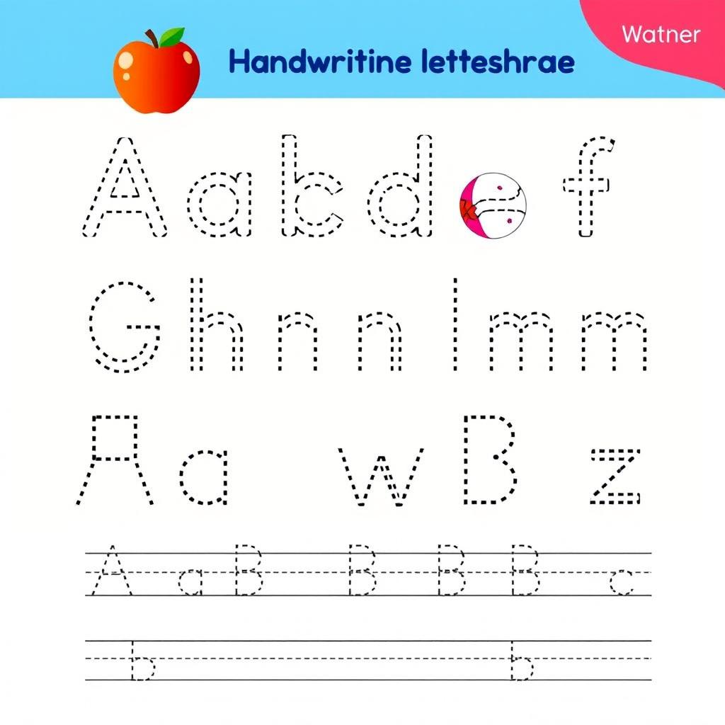 An engaging and colorful handwriting practice worksheet designed for preschool kids
