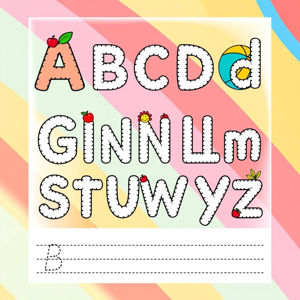 An engaging and colorful handwriting practice worksheet designed for preschool kids, in portrait format