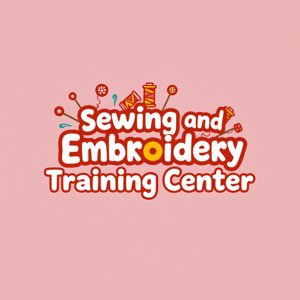A vibrant and inviting logo design for a Sewing and Embroidery Training Center named 'Sewing and Embroidery Training Center in Beit Ummar'
