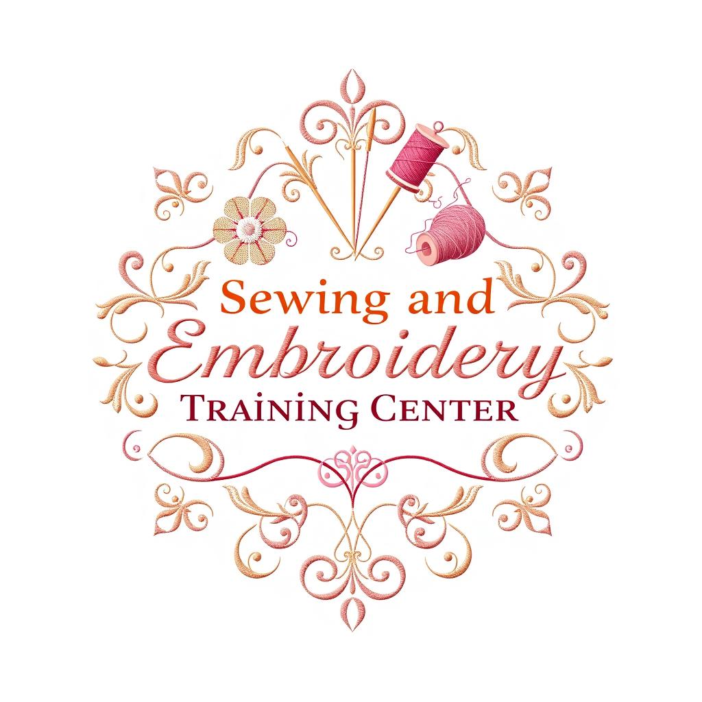 A beautifully crafted logo design for a Sewing and Embroidery Training Center named 'Sewing and Embroidery Training Center in Beit Ummar'