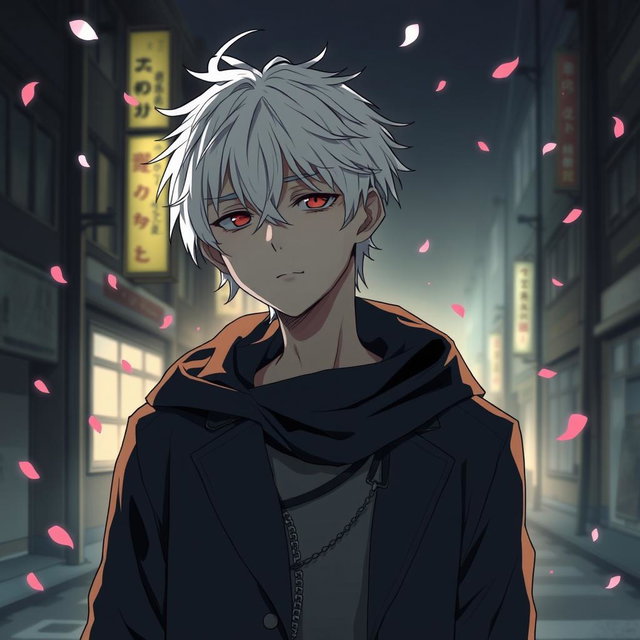 A poignant anime-style illustration of Suguru Geto from Jujutsu Kaisen, portrayed with a melancholic expression, his bright white hair slightly disheveled