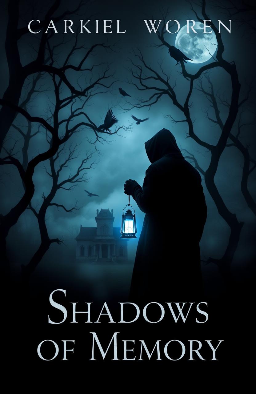 A dark and mysterious book cover for 'Shadows of Memory