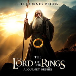 A dramatic movie poster featuring Gandalf from The Lord of the Rings