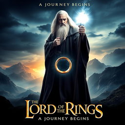 A dramatic movie poster featuring Gandalf from The Lord of the Rings