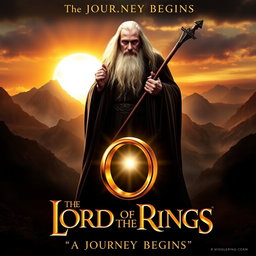 A dramatic movie poster featuring Gandalf from The Lord of the Rings