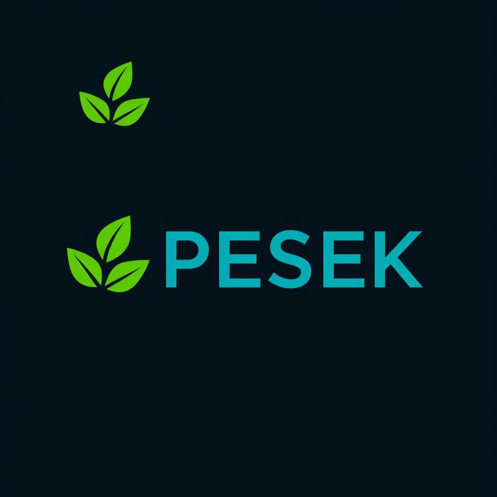 A sleek and modern logo design for the company name "PESEK," which specializes in producing ethylene oxide through sustainable processes from biomass oil palm empty fruit bunch bioethanol
