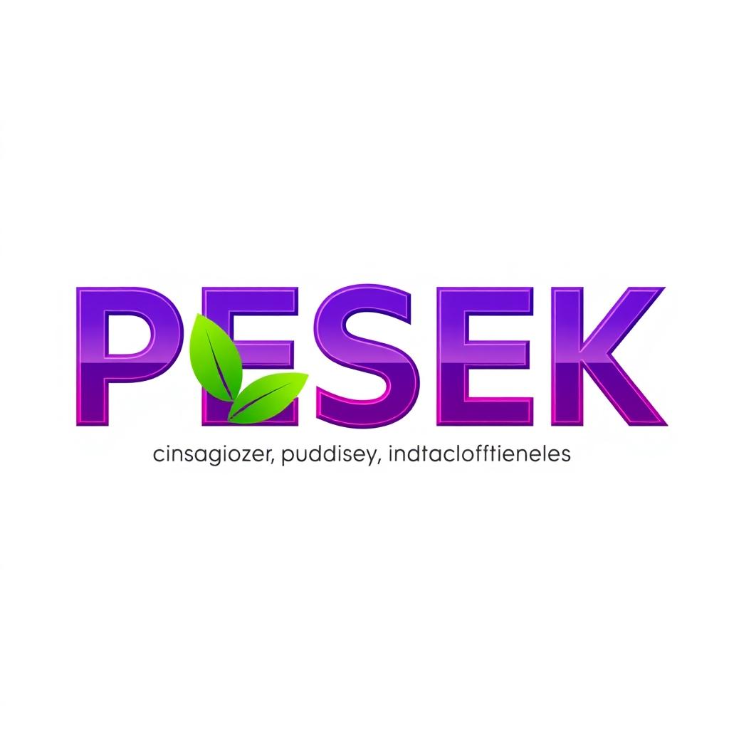 A modern and eye-catching logo design for the company name "PESEK," which specializes in producing ethylene oxide through sustainable processes from biomass oil palm empty fruit bunch bioethanol
