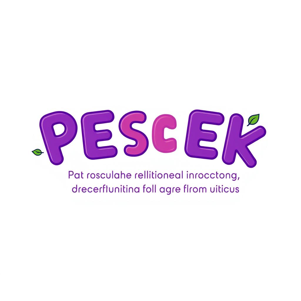 A playful and vibrant logo design for the company name "PESEK," which specializes in producing ethylene oxide through sustainable processes from biomass oil palm empty fruit bunch bioethanol