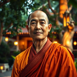 A captivating and respectful portrait of Sivili Thero, a wise and serene monk