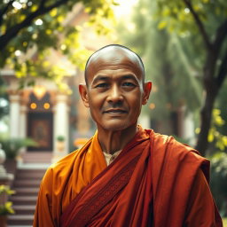 A captivating and respectful portrait of Sivili Thero, a wise and serene monk