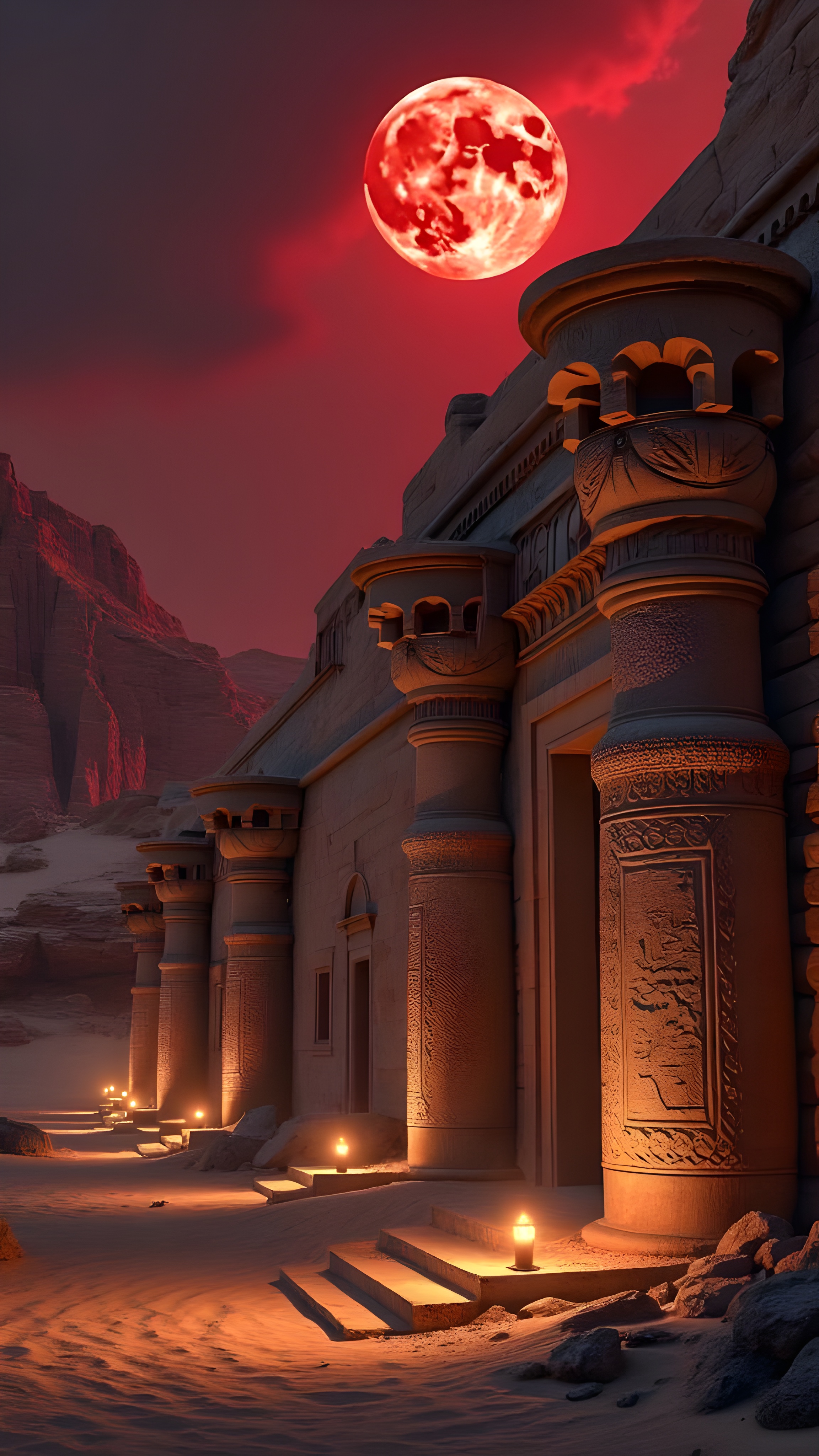 Enchanting Winter Night: Red Stone Building
