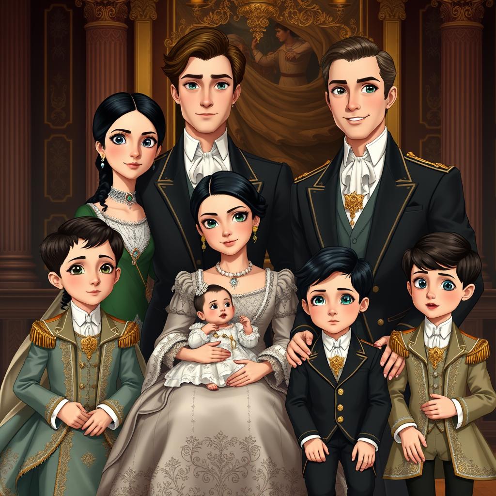 A prestigious royal family portrait in a historical context