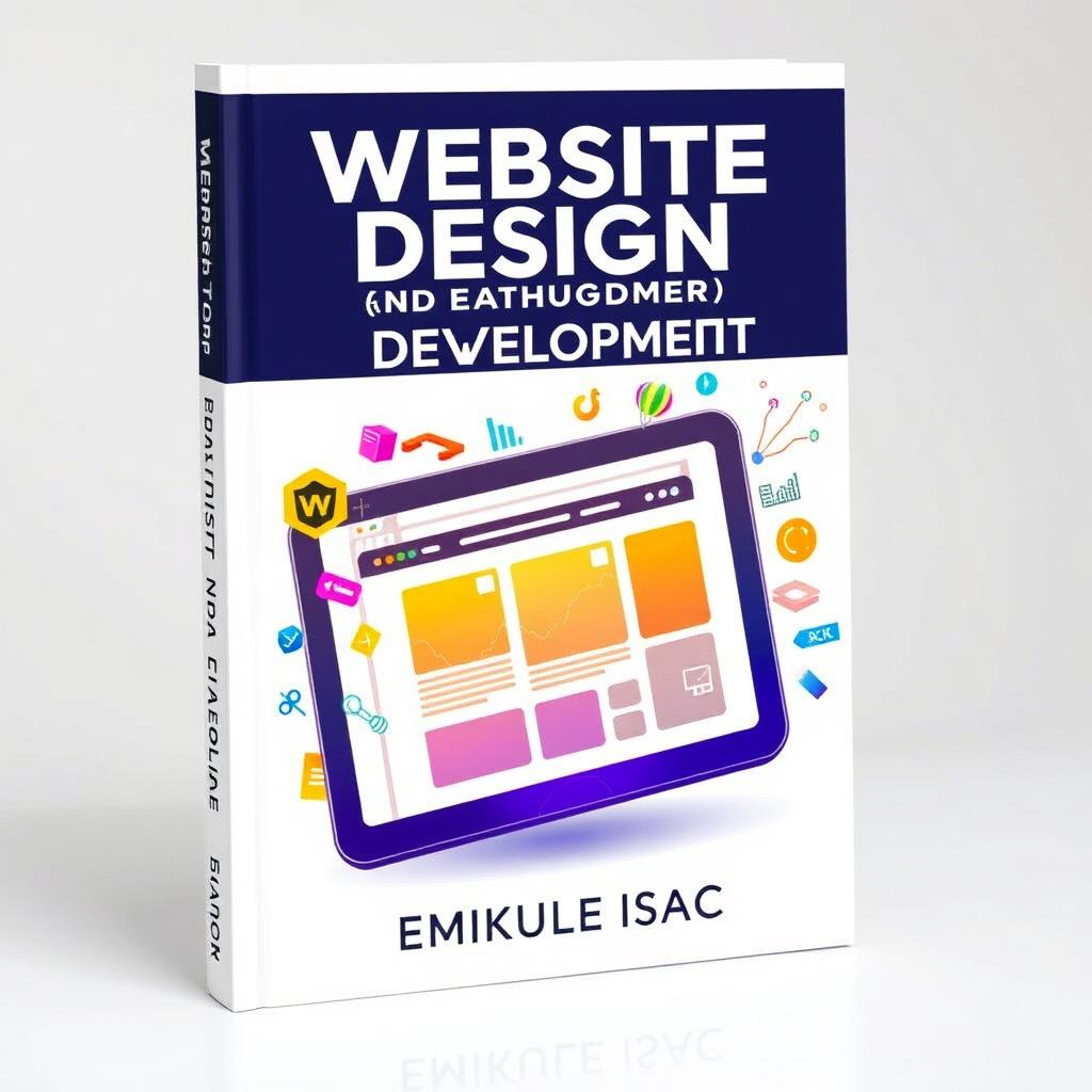 A striking book cover design for 'Website Design and Development' by Emukule Isaac