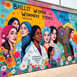 A vibrant mural celebrating brilliant women in science and innovation