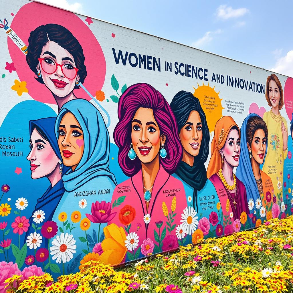 A vibrant mural celebrating brilliant women in science and innovation