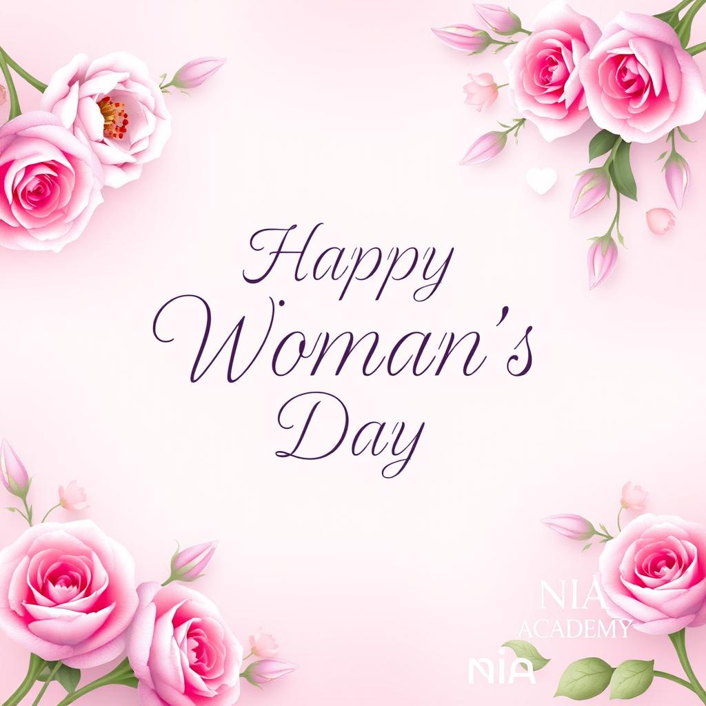 A beautifully designed graphic wishing Happy Woman's Day from Nia Academy