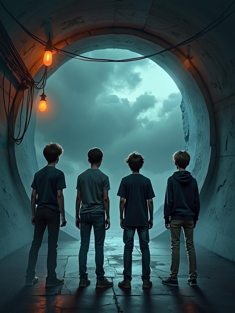 A chilling book cover artwork depicting a foreboding tunnel entrance
