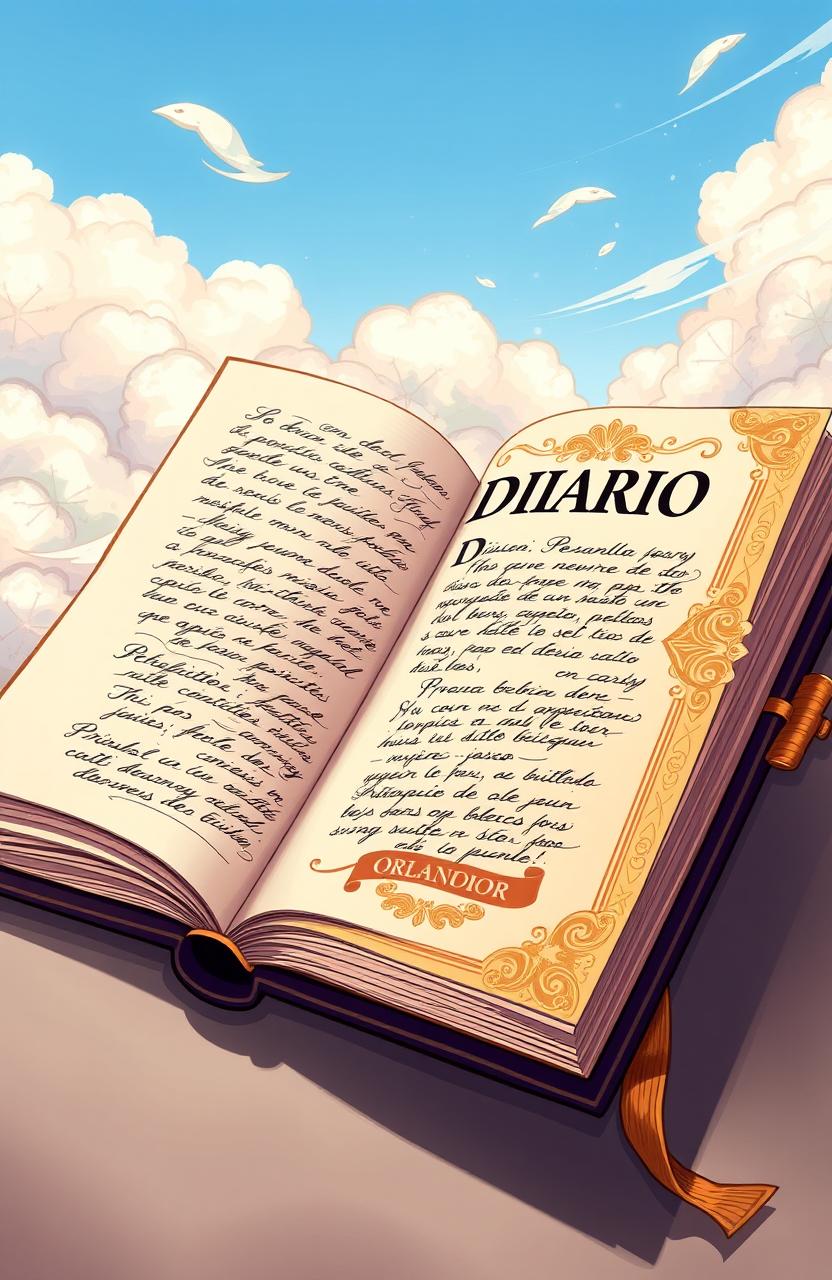 A detailed illustration of a diary titled 'NOME DIARIO COM SAO JOSE' by author Orlando Junior, featuring a beautifully designed cover with ornate patterns and intricate designs inspired by Brazilian culture