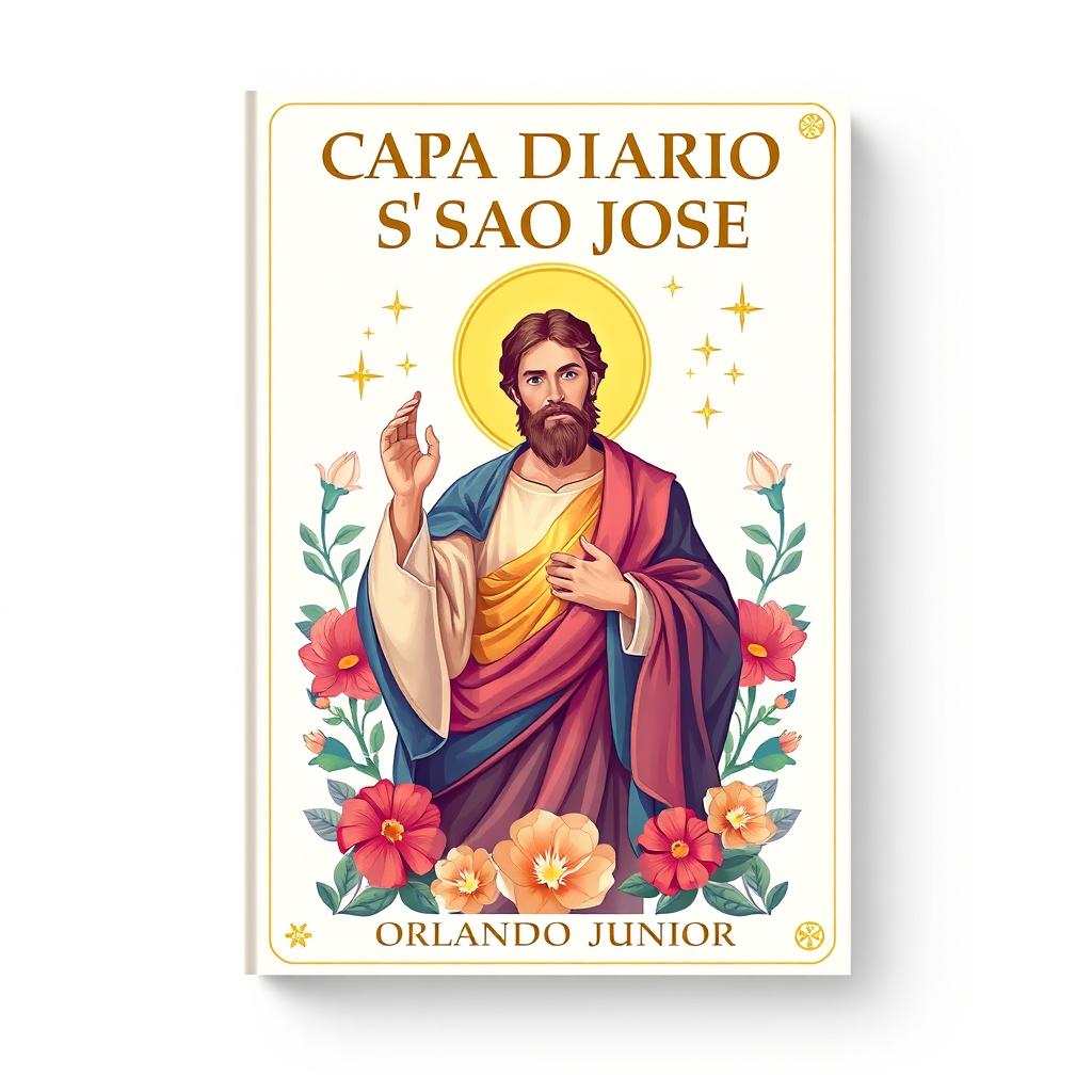 A beautifully designed cover for a diary titled 'CAPA DIARIO COM SAO JOSE' by author Orlando Junior