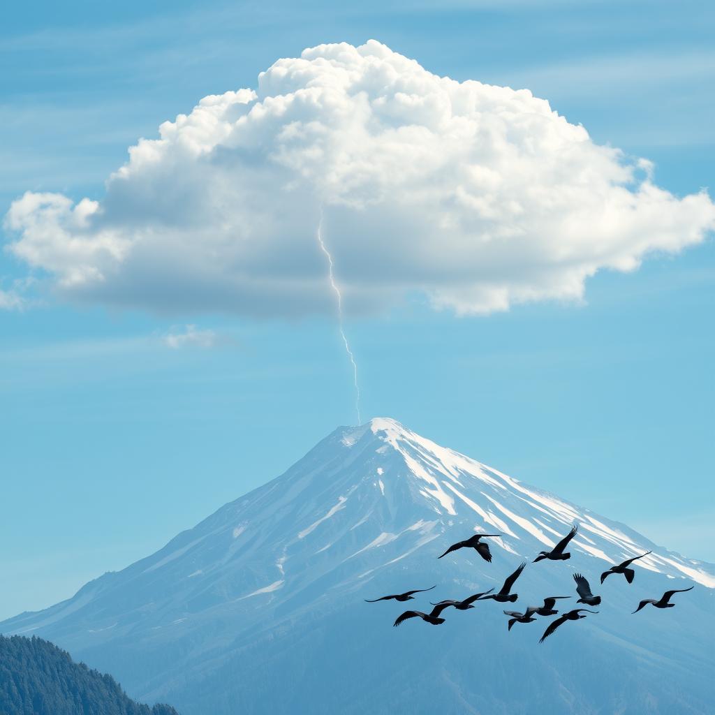 A breathtaking view of a beautiful mountain towering against a brilliant blue sky