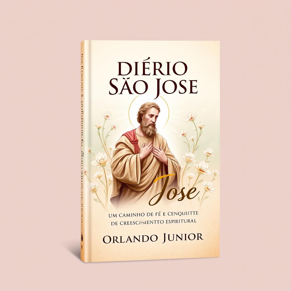 An inspiring and aesthetically pleasing book cover design for 'DIÁRIO São José: UM CAMINHO DE FÉ E CRESCIMENTO ESPIRITUAL' by Orlando Junior