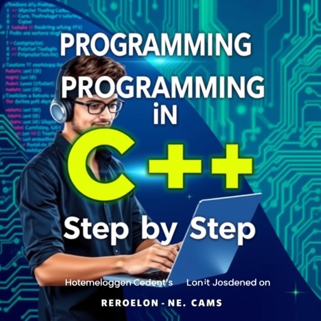 An engaging cover design for an eBook titled 'Programming in C++ Step by Step'