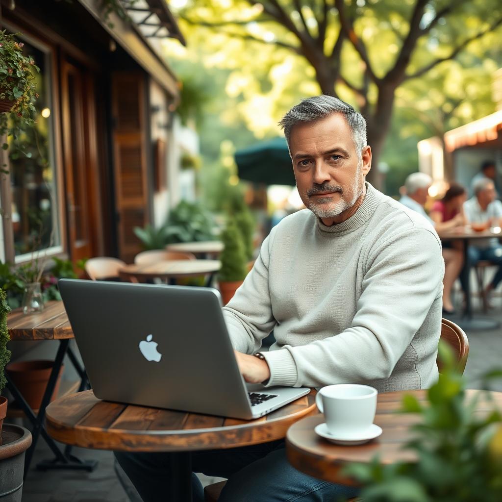 Tech-savvy Café Vibes: A Modern Man's Moment
