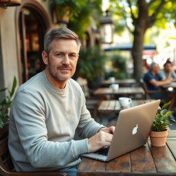 Tech-savvy Café Vibes: A Modern Man's Moment