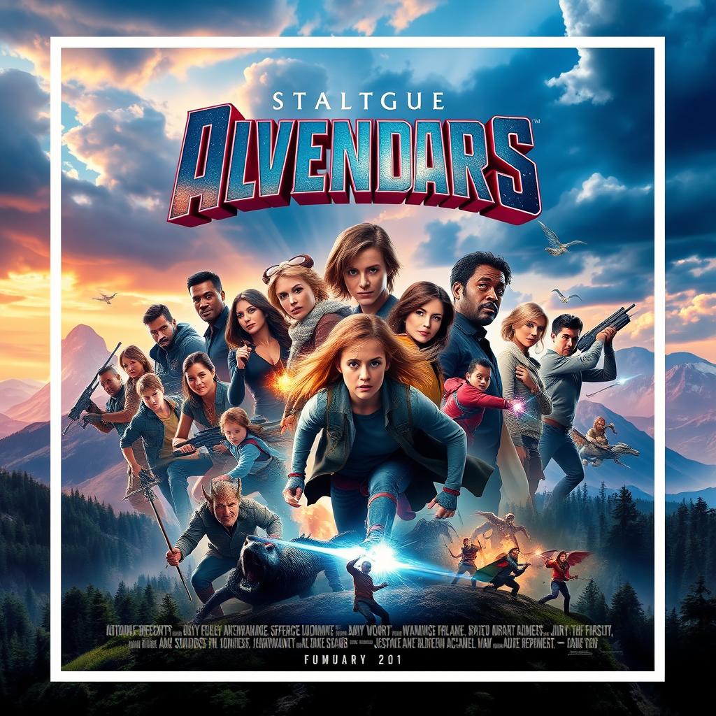 An eye-catching movie poster featuring a dynamic and colorful design that captures the essence of adventure and excitement