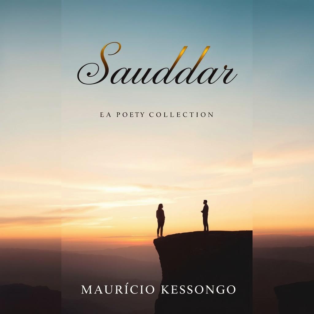 A beautiful and evocative book cover for the poetry collection titled "Saudadar" by author Maurício Kessongo